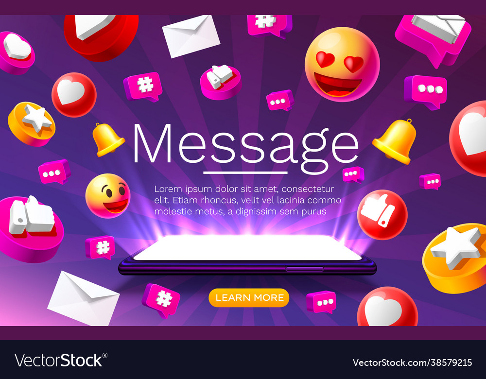 Message with many icons chat for communication