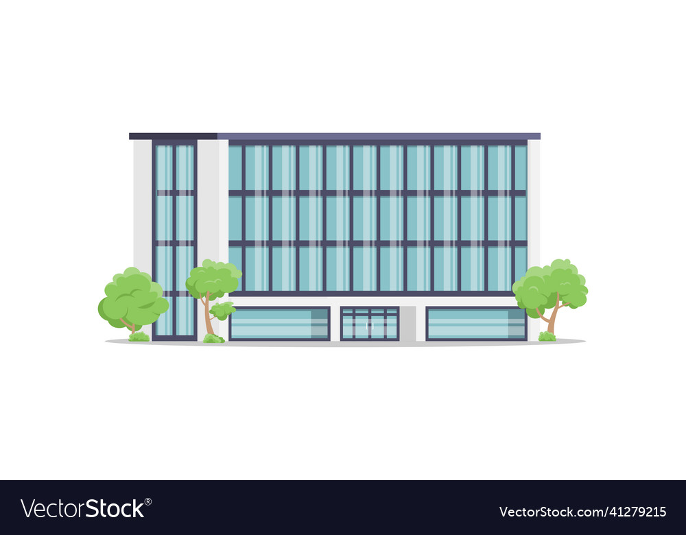 Modern business center panoramic glass windows Vector Image