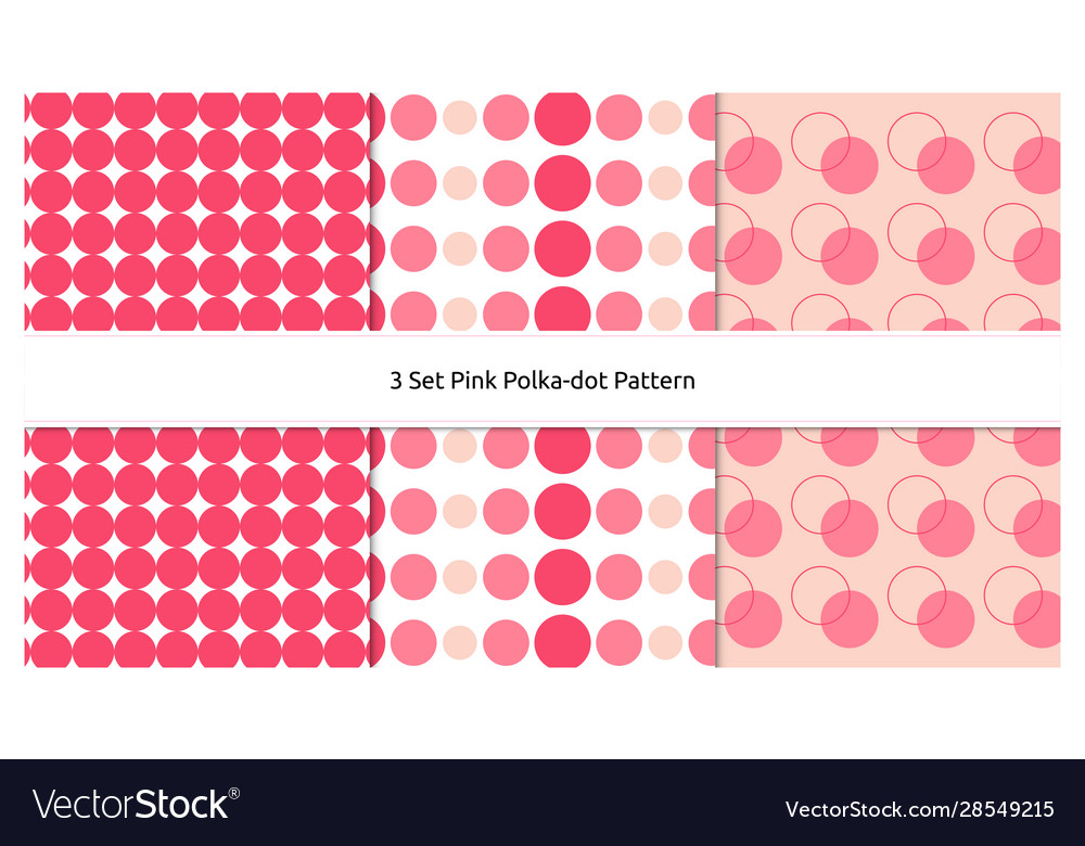 Pink polka dot pattern print design polkadot set vector image Pink polka dot pattern print design polkadot set