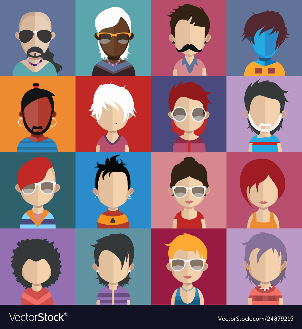 Set colorful avatars characters Royalty Free Vector Image