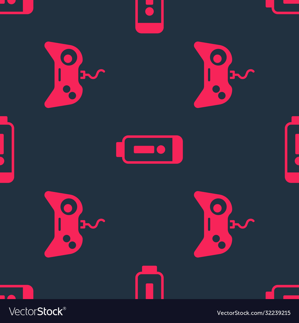 Set gamepad and battery charge level indicator Vector Image Set gamepad and battery charge level indicator