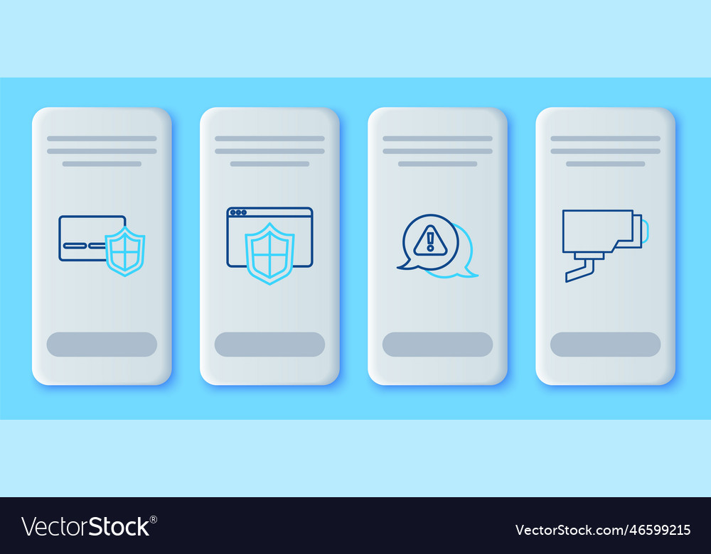 Set line browser with shield exclamation mark vector image Set line browser with shield exclamation mark