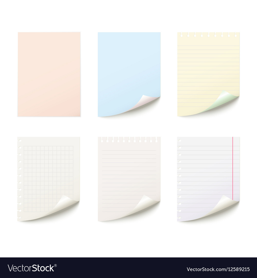 Set of different notepad sheet