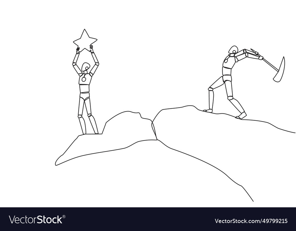 Single continuous line drawing smart robot Vector Image Single continuous line drawing smart robot