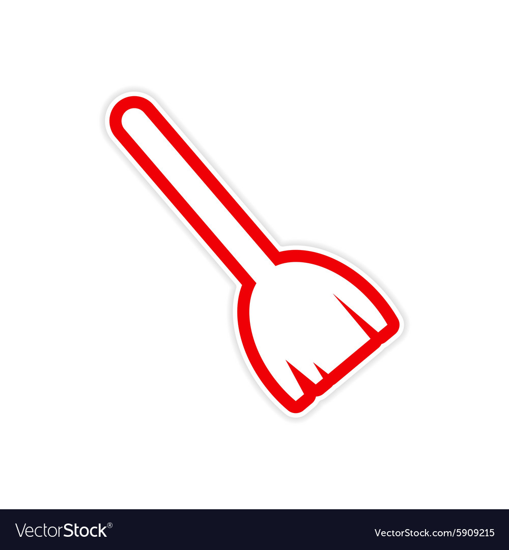 Sticker colored brooms on a white background