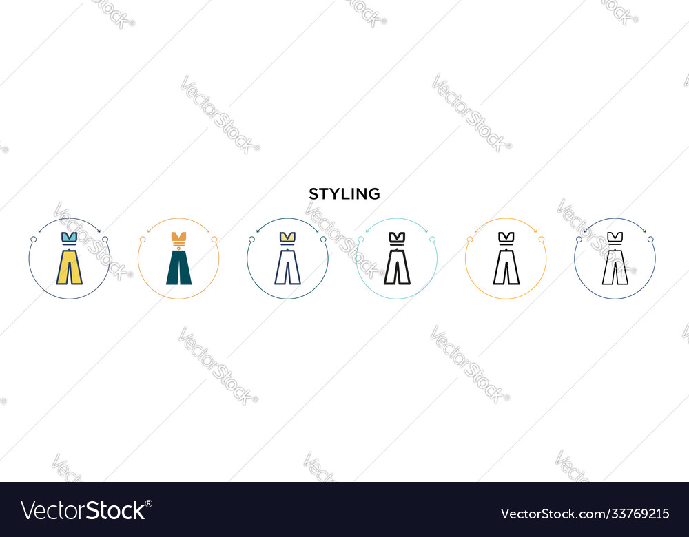 Styling icon in filled thin line outline