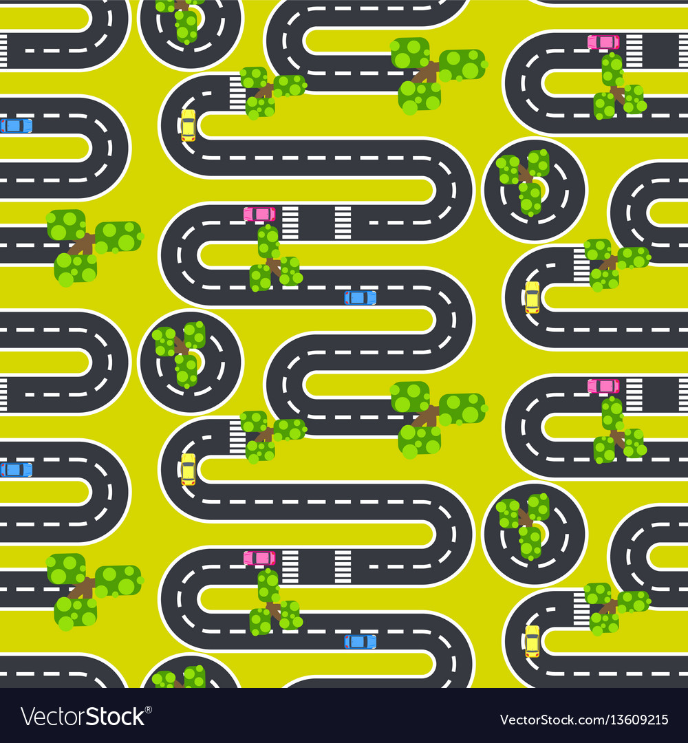 Top view roads and streets seamless pattern Vector Image