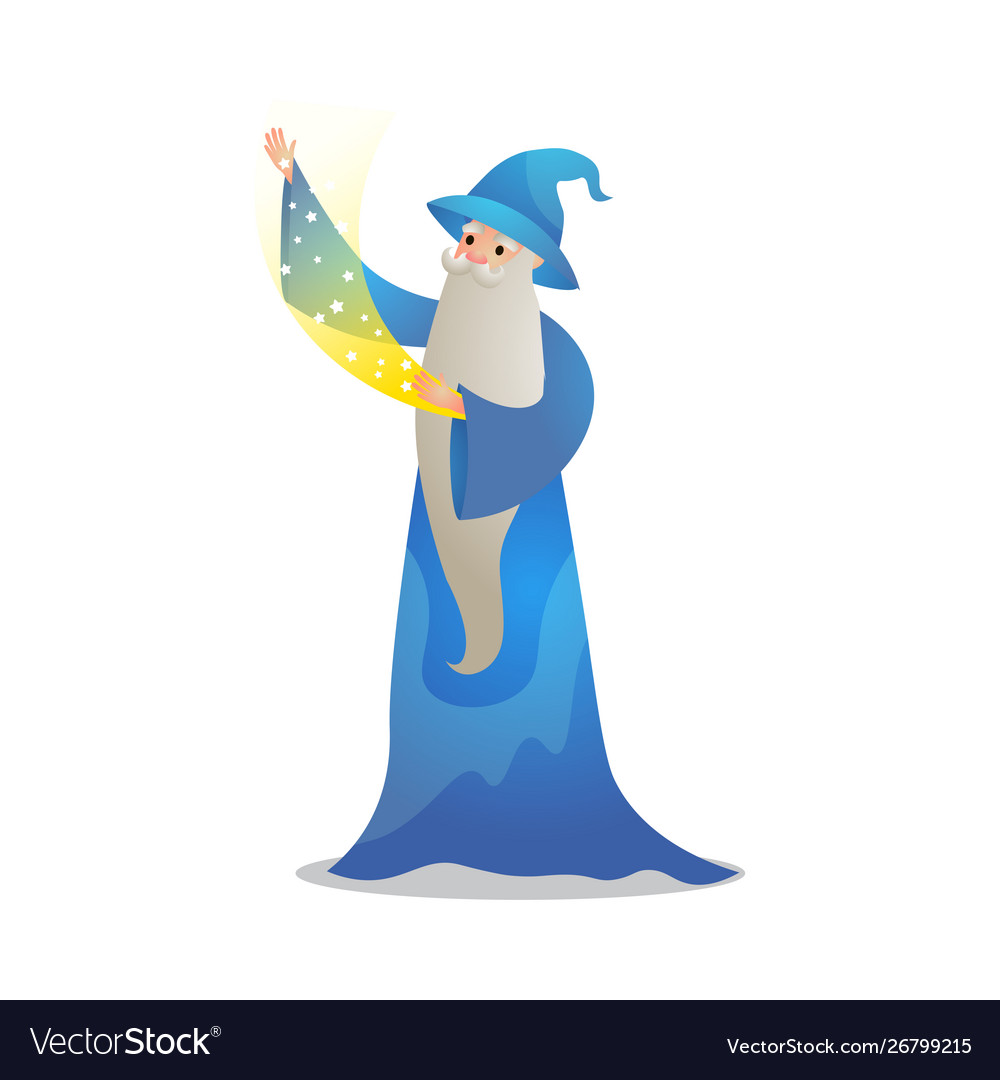 Wizard character in action poses colorful raster