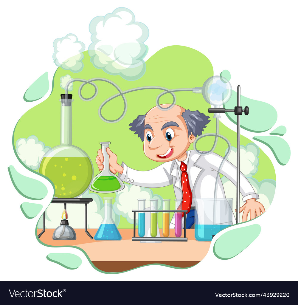 A scientist experiment in the lab on white Vector Image