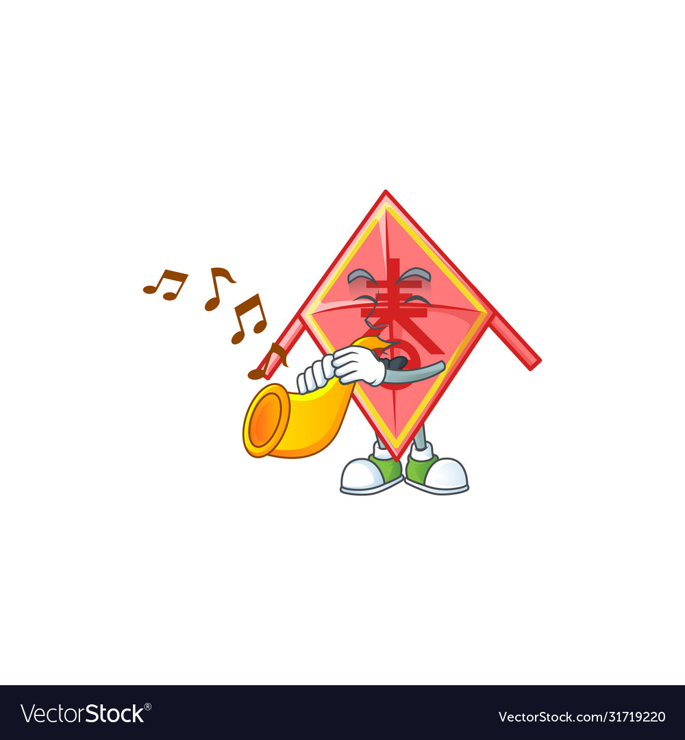 Cartoon chinese red kite performance with trumpet Vector Image Cartoon chinese red kite performance with trumpet Vector Image
