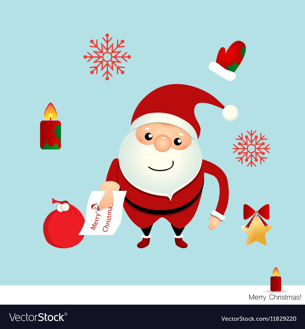 Christmas Greeting Card With Santa Claus Vector Image