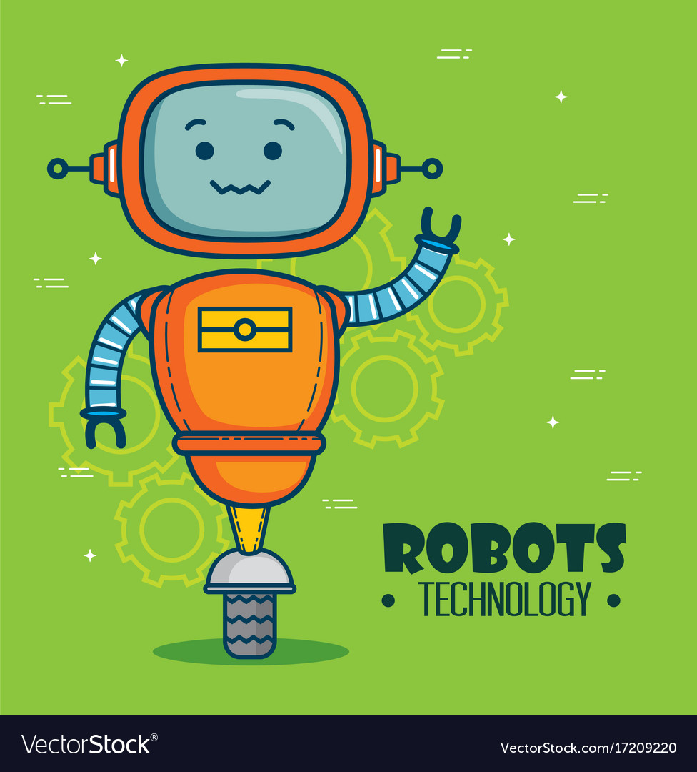 Cute cartoon robots technology Royalty Free Vector Image