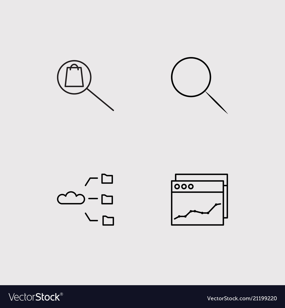 Data analytics simple linear icons set outlined