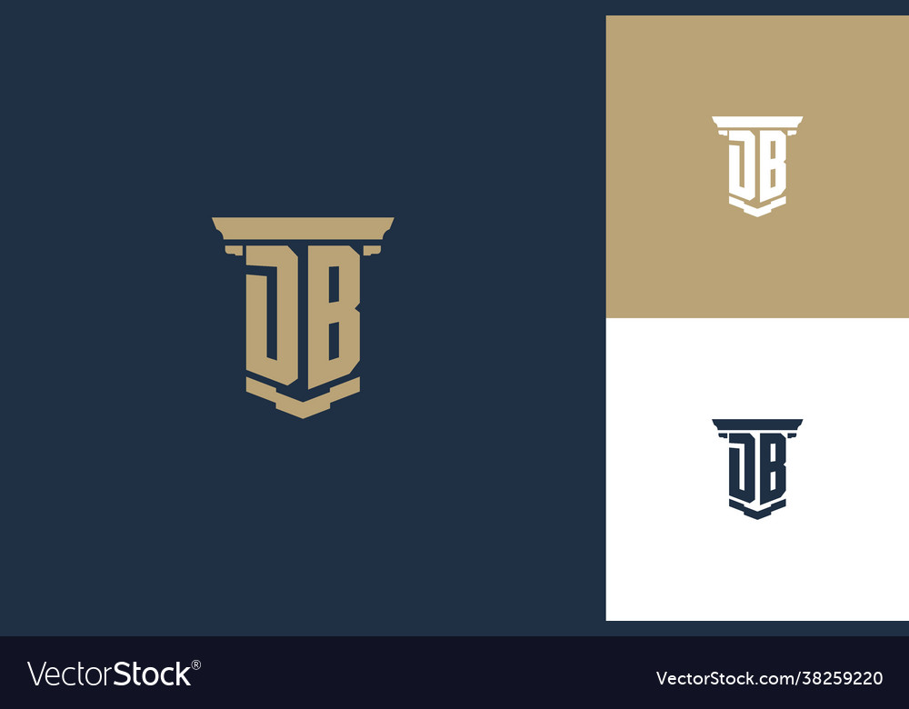 Db monogram initials logo design with pillar icon Vector Image Db monogram initials logo design with pillar icon
