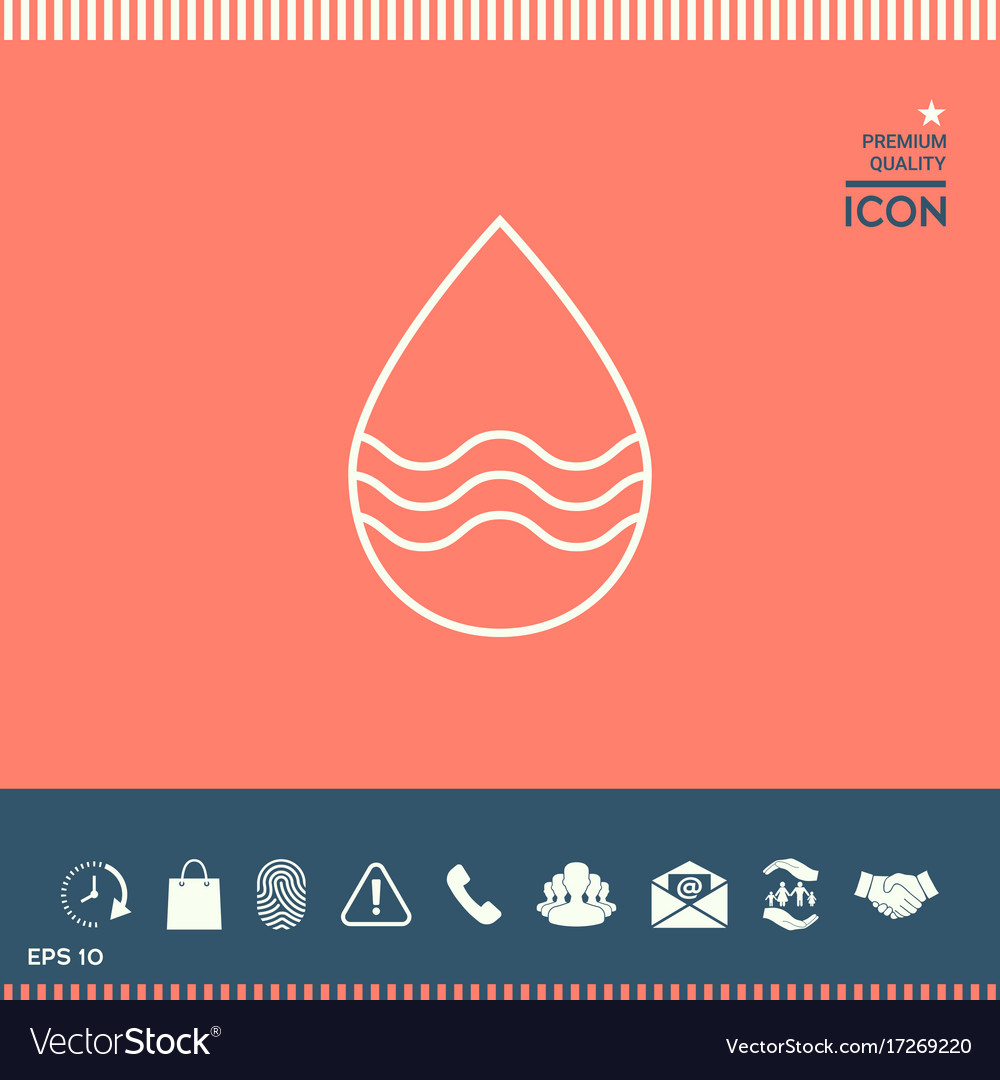 Drop line icon with waves