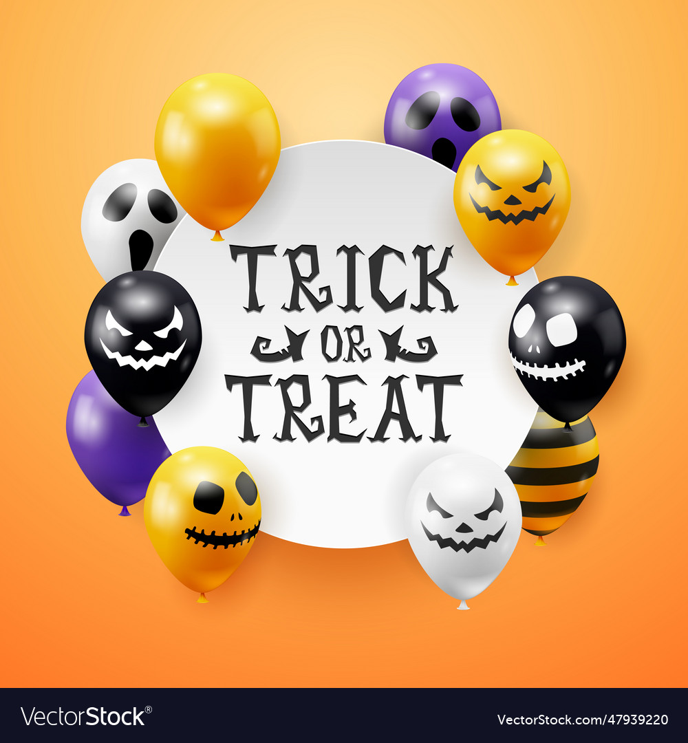 Halloween background with ghost balloons and hand