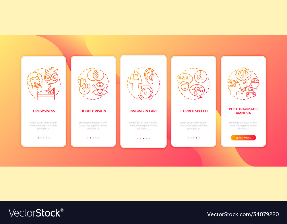 Head trauma red gradient onboarding mobile app vector image Head trauma red gradient onboarding mobile app