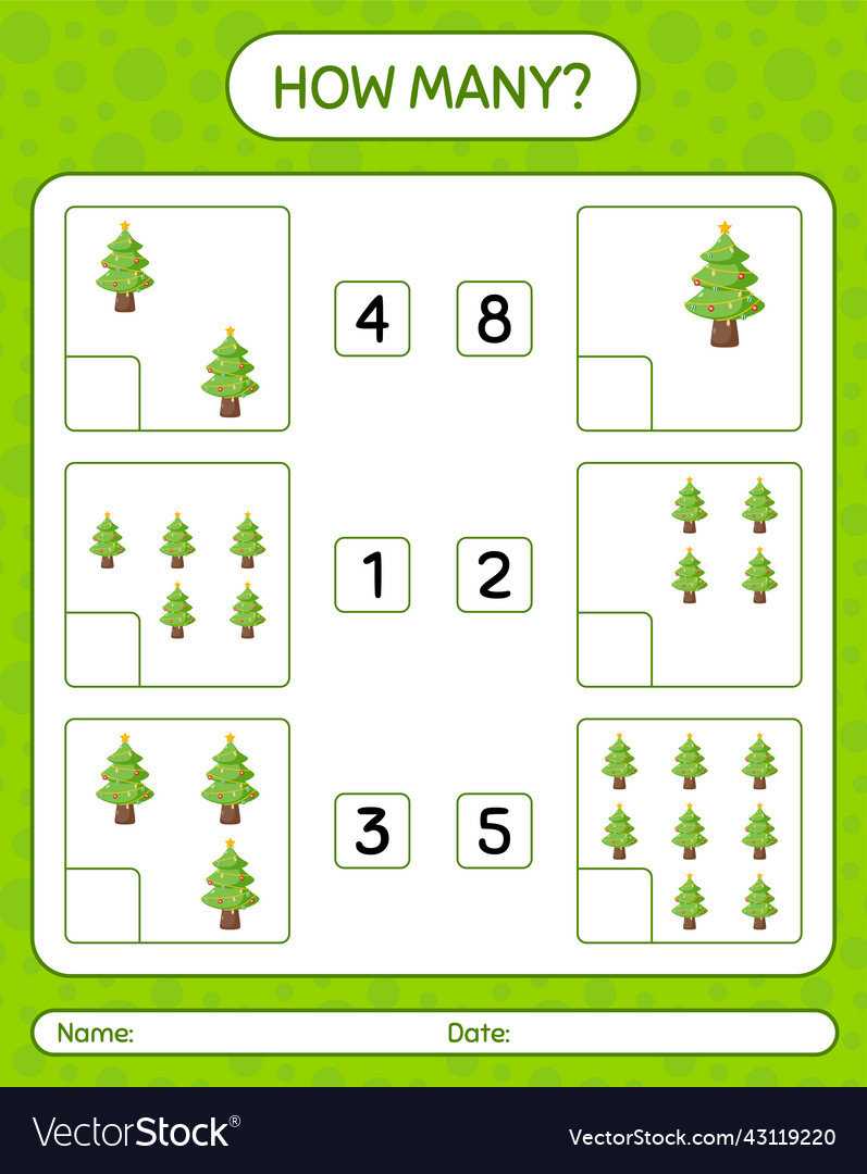 How many counting game with christmas tree vector image How many counting game with christmas tree
