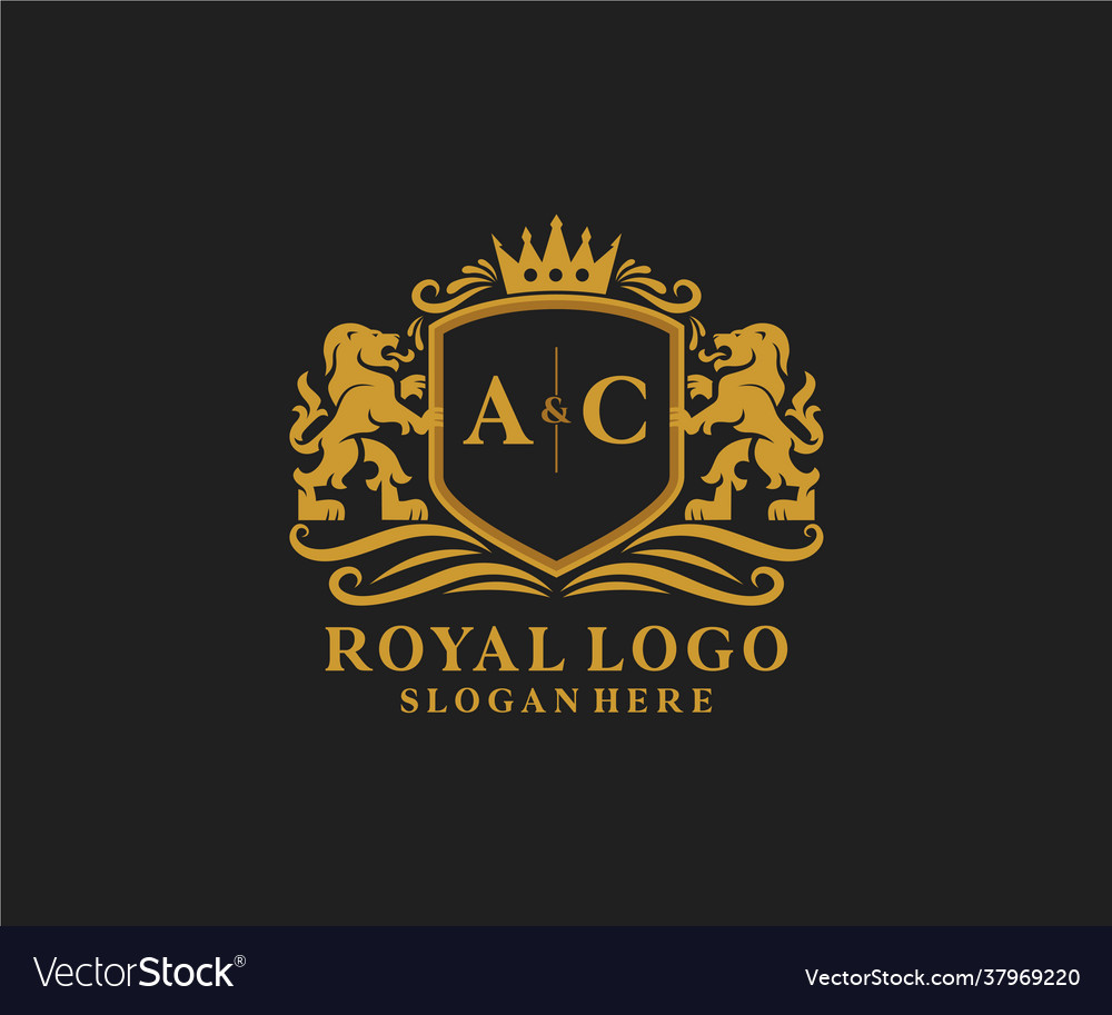 Initial ac letter lion royal luxury logo template Vector Image