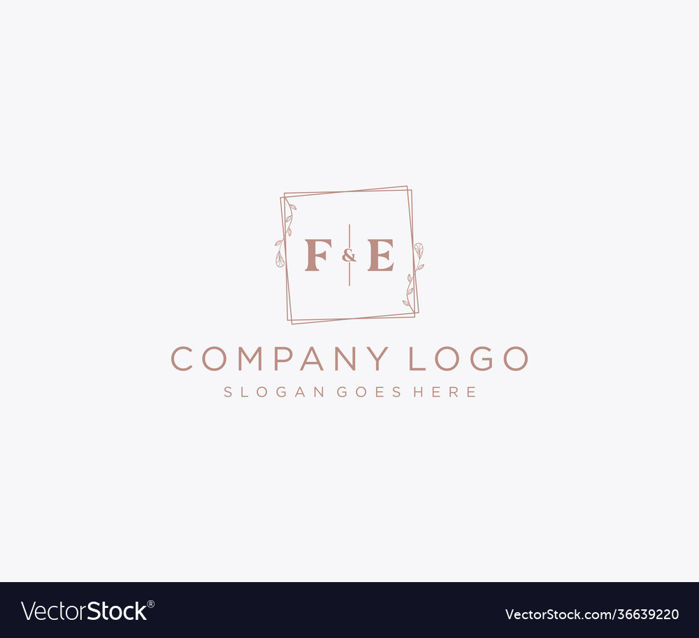 Initial fe letters decorative luxury wedding logo