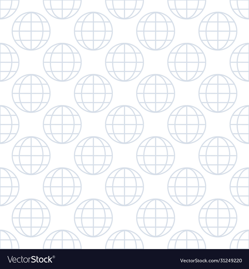 Linear globe icon isolated seamless pattern