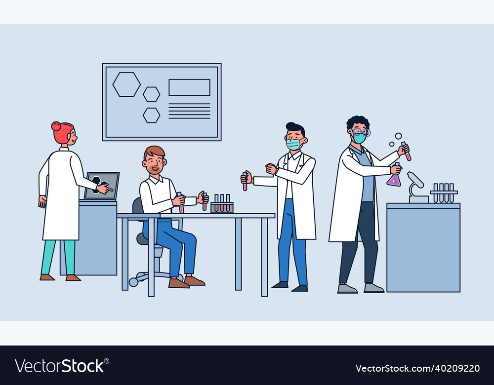 Science researching lab professional scientists Vector Image