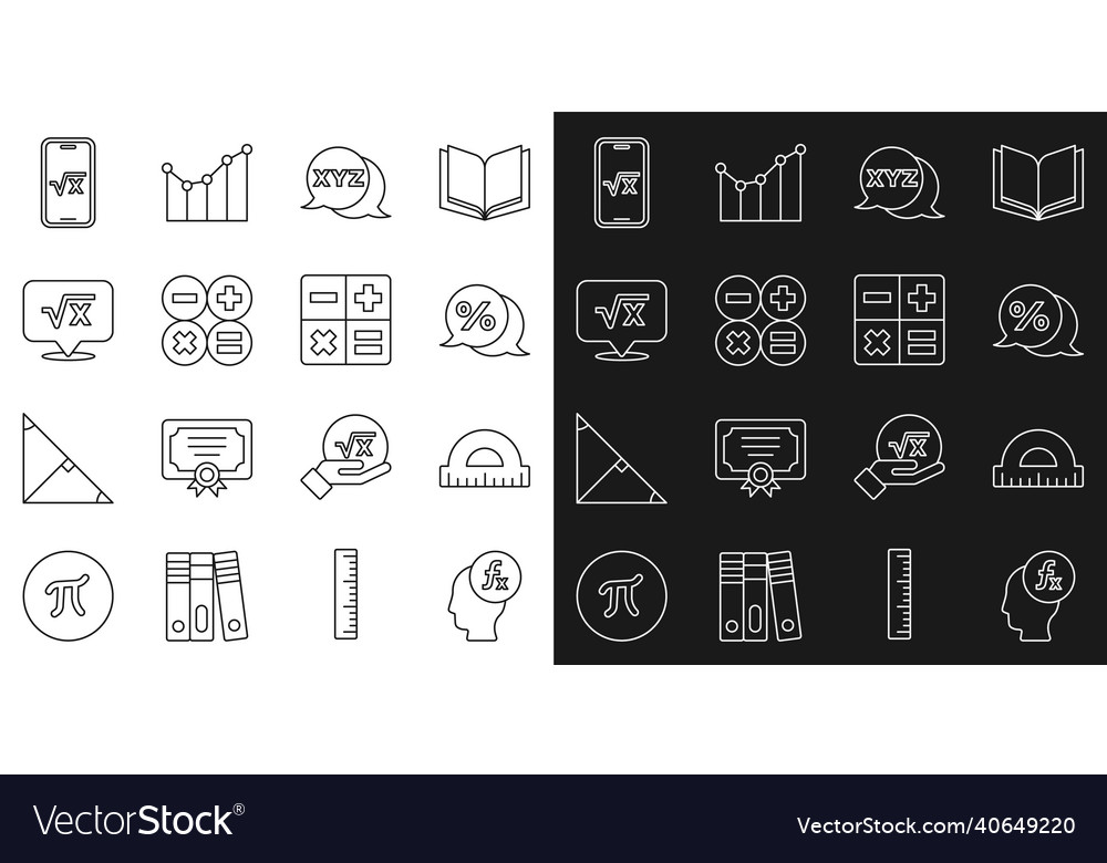 Set line function mathematical symbol protractor Vector Image Set line function mathematical symbol protractor