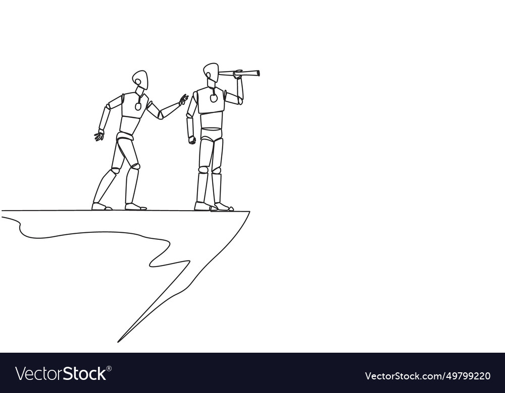 Single continuous line drawing the smart robot