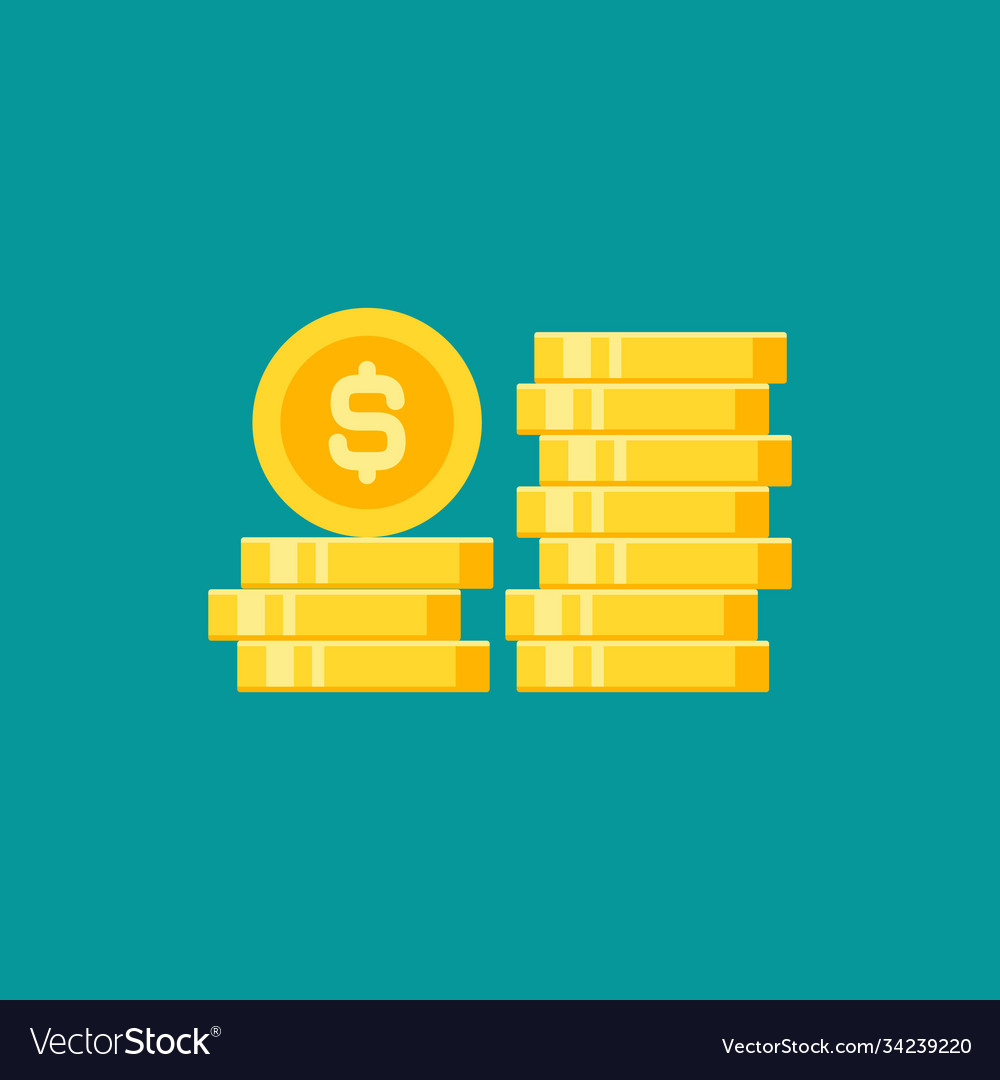 Stack golden dollar coins flat gold icon Vector Image