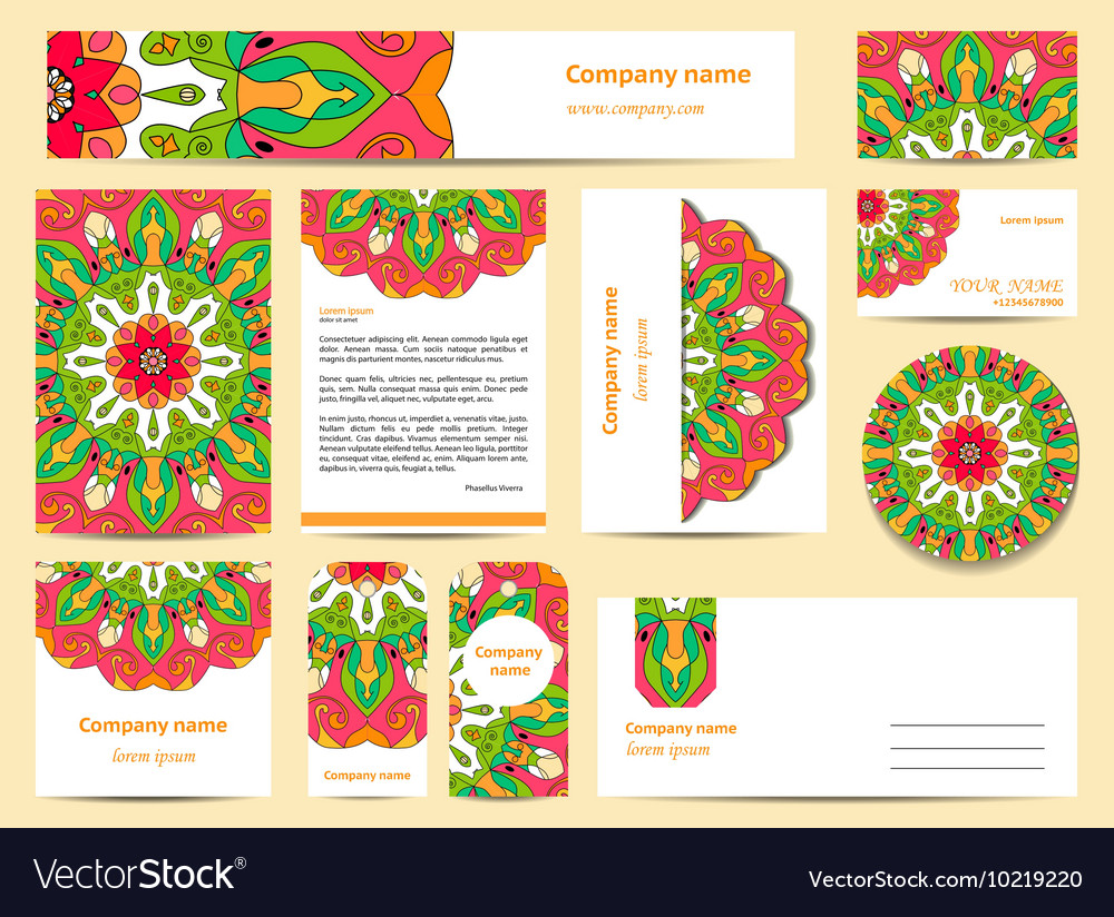 Stationery template design with mandalas