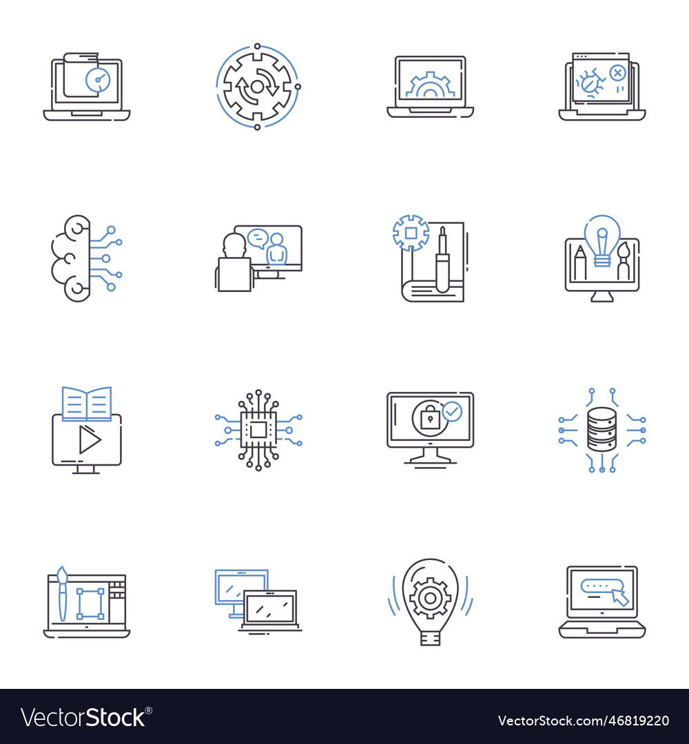 Web platform line icons collection vector image Web platform line icons collection