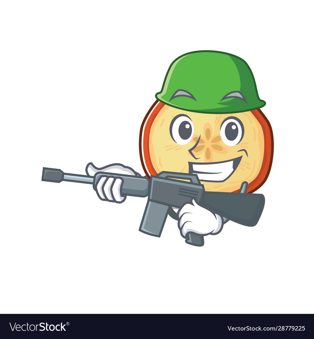 A cartoon design apple chips army with machine Vector Image