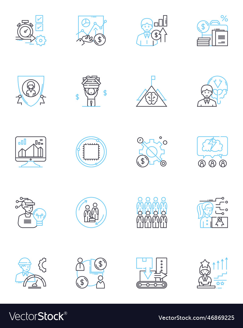 Administration linear icons set efficiency vector image Administration linear icons set efficiency