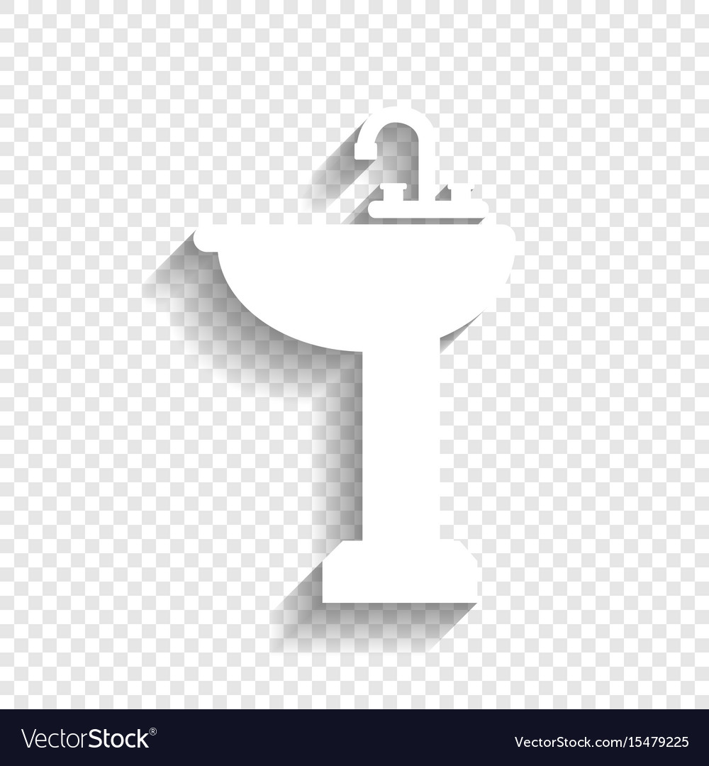 Bathroom Sink Sign White Icon With Soft Royalty Free Vector Bathroom Sink Sign White Icon With Soft