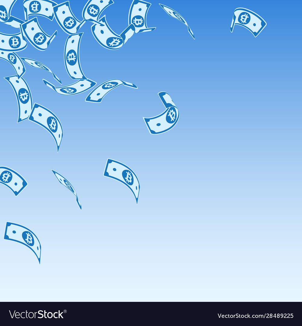 Bitcoin internet currency notes falling floating