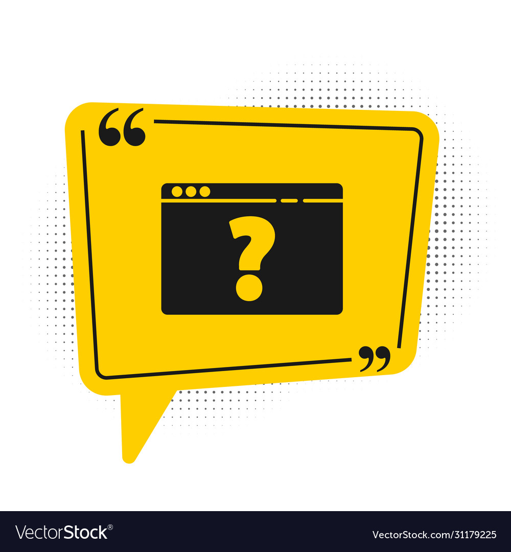 Black browser with question mark icon isolated vector image Black browser with question mark icon isolated
