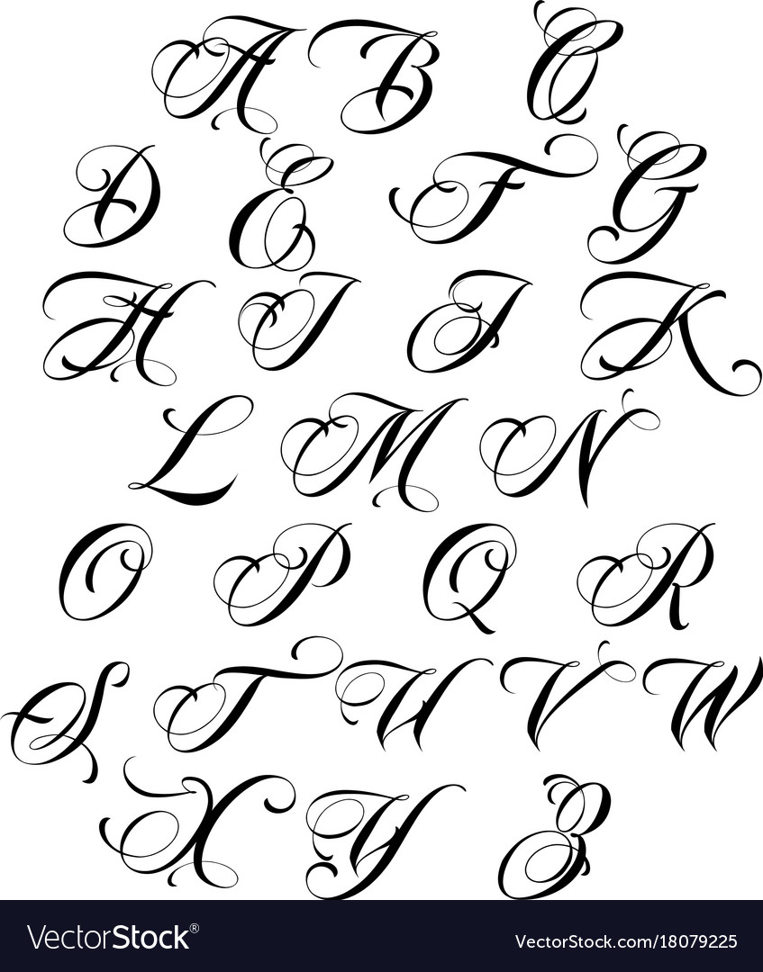 Calligraphy Alphabet Royalty Free Vector Image