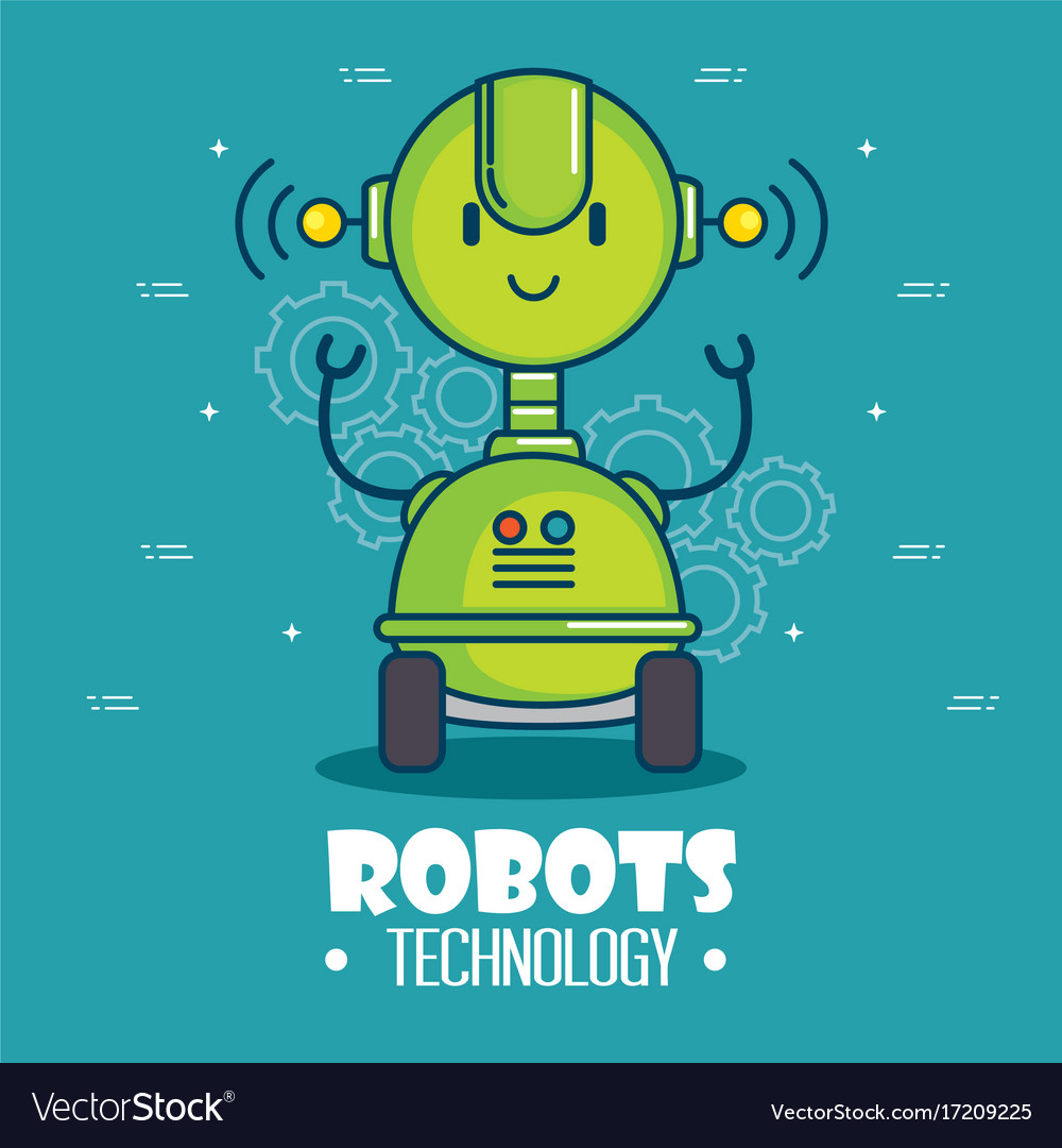 Cute Cartoon Robots Technology Royalty Free Vector Image