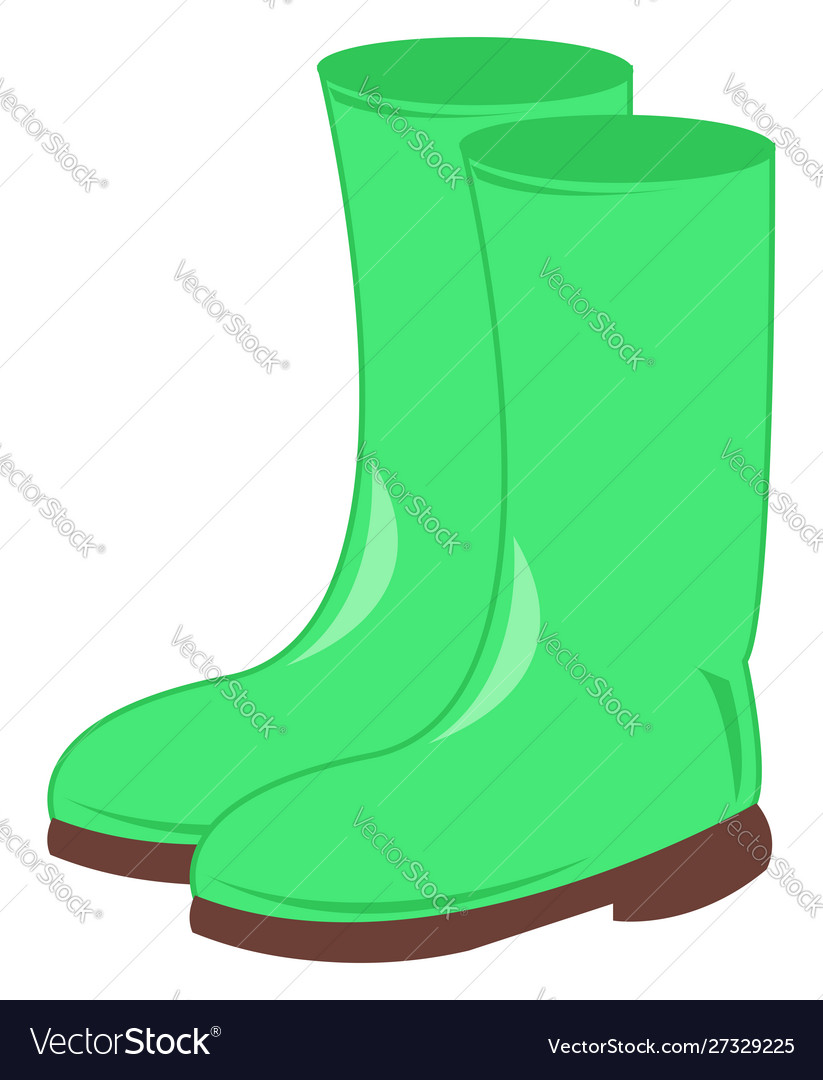 Green boots on white background