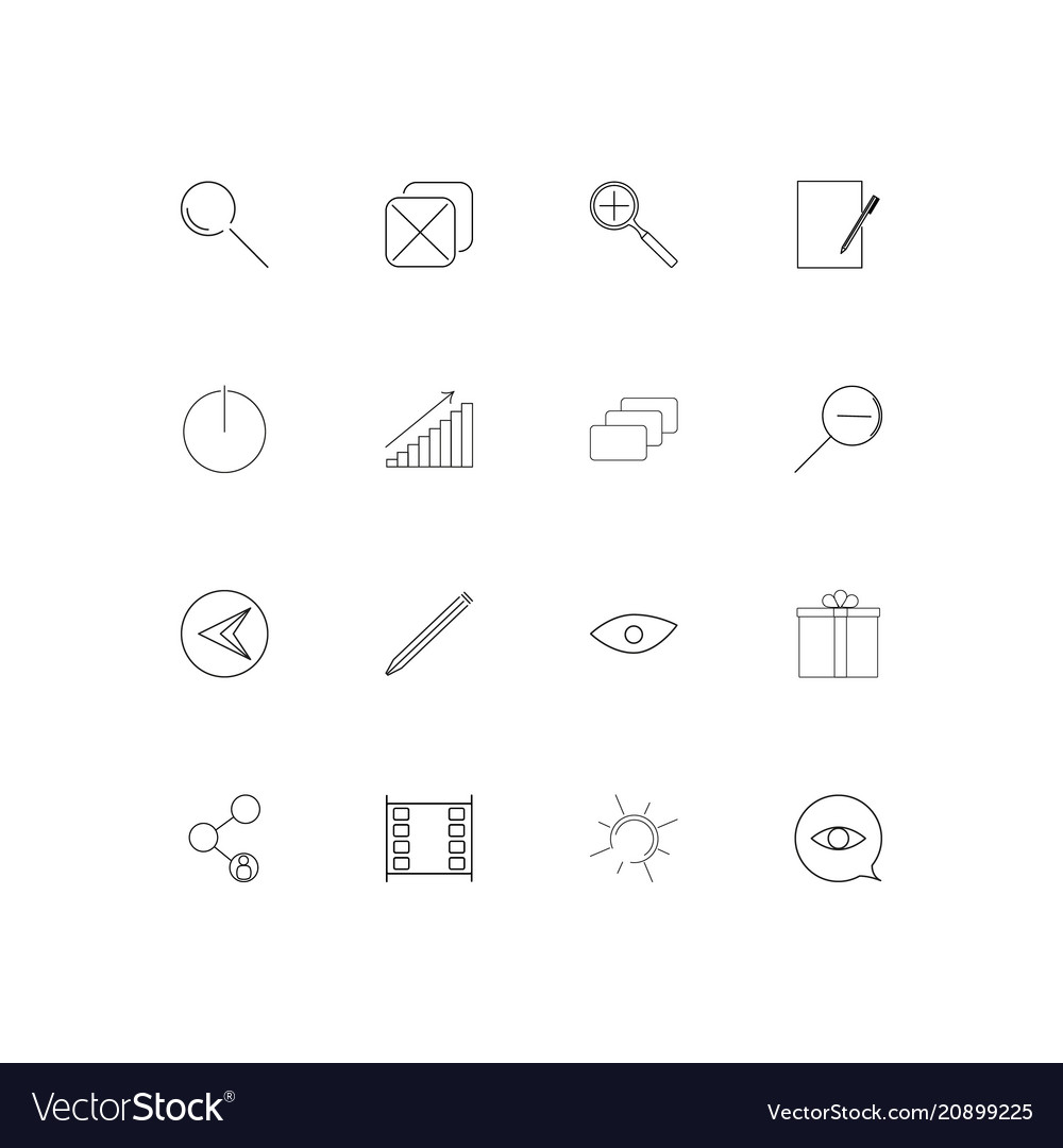 Interface linear thin icons set outlined simple