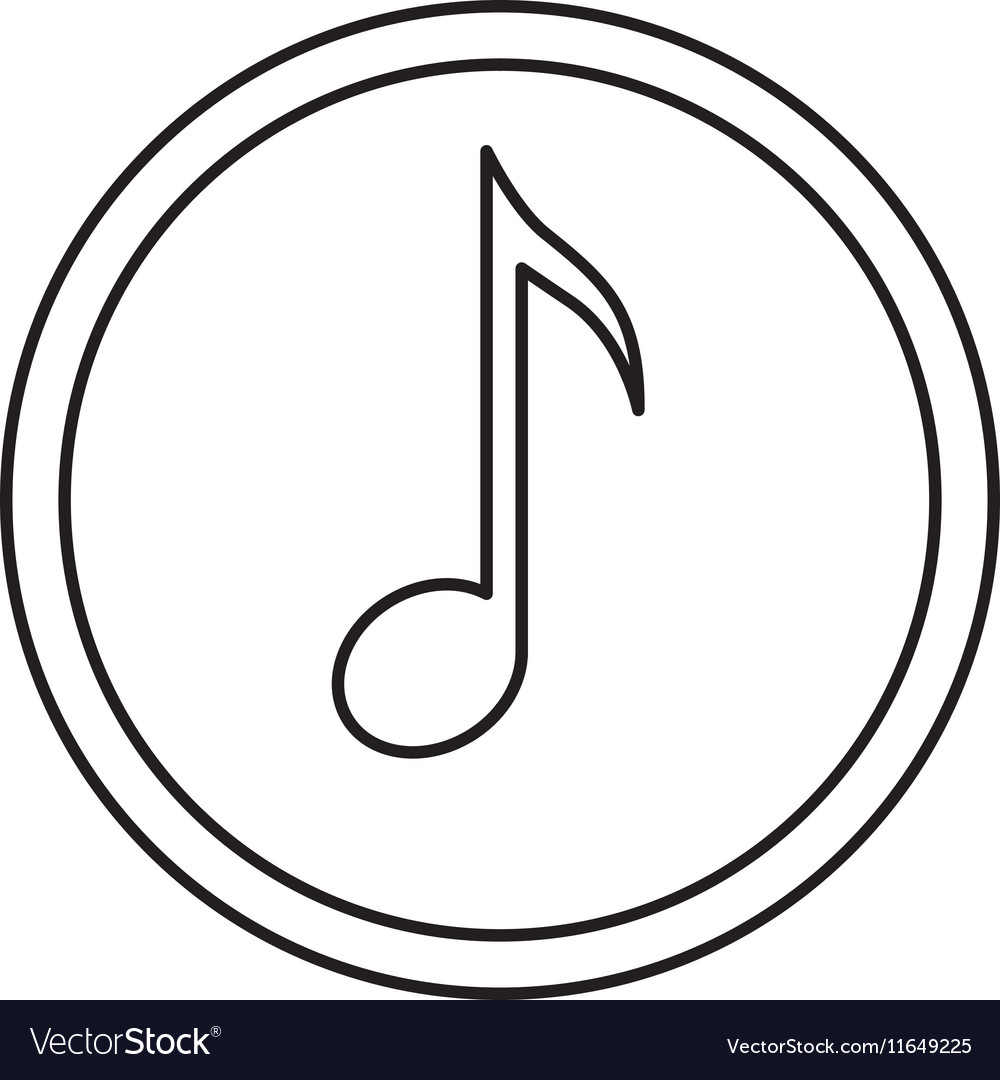 Isolated music note inside button design