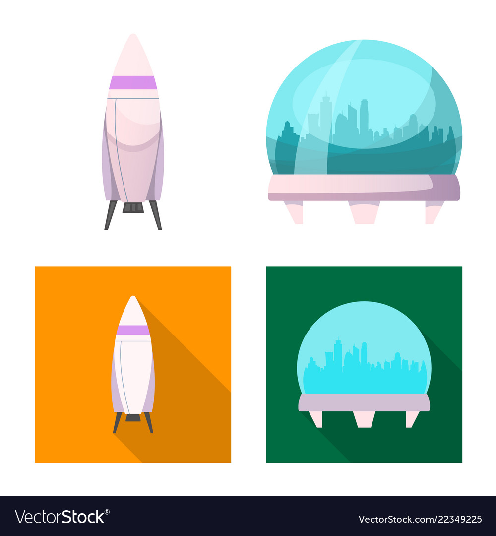 Isolated object of mars and space sign collection