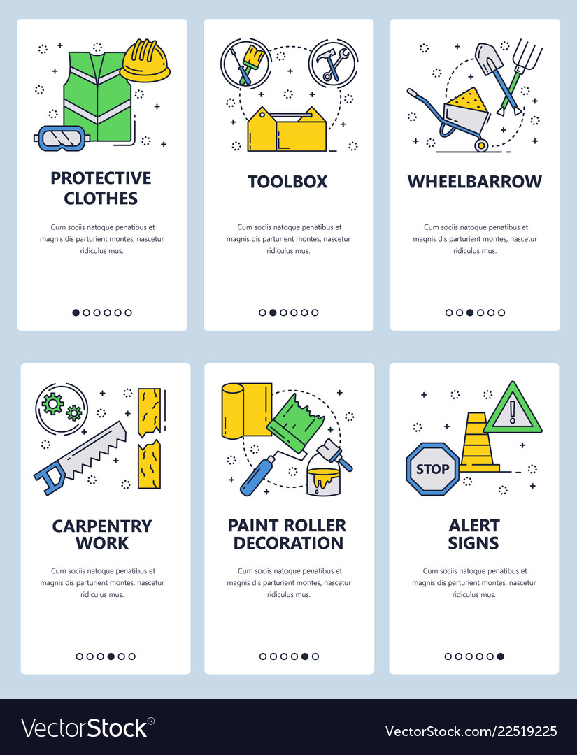 Line art web and mobile app template set