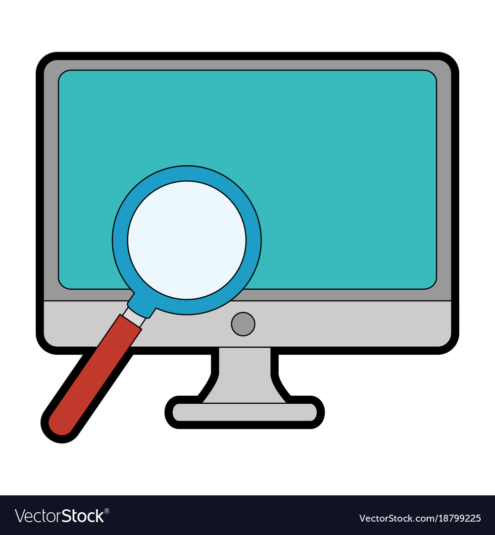 Monitor computer with magnifying glass