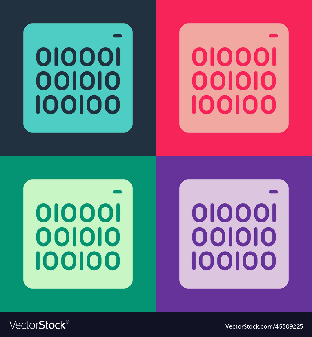 Pop art binary code icon isolated on color