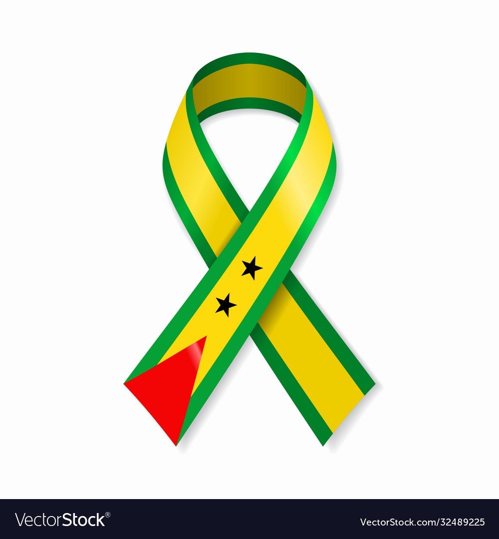 Sao tome and principe flag stripe ribbon on white Vector Image