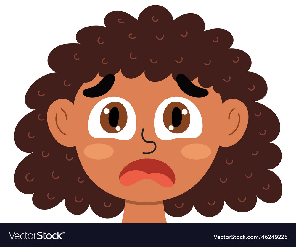 Cartoon scared girl face emotion Royalty Free Vector Image