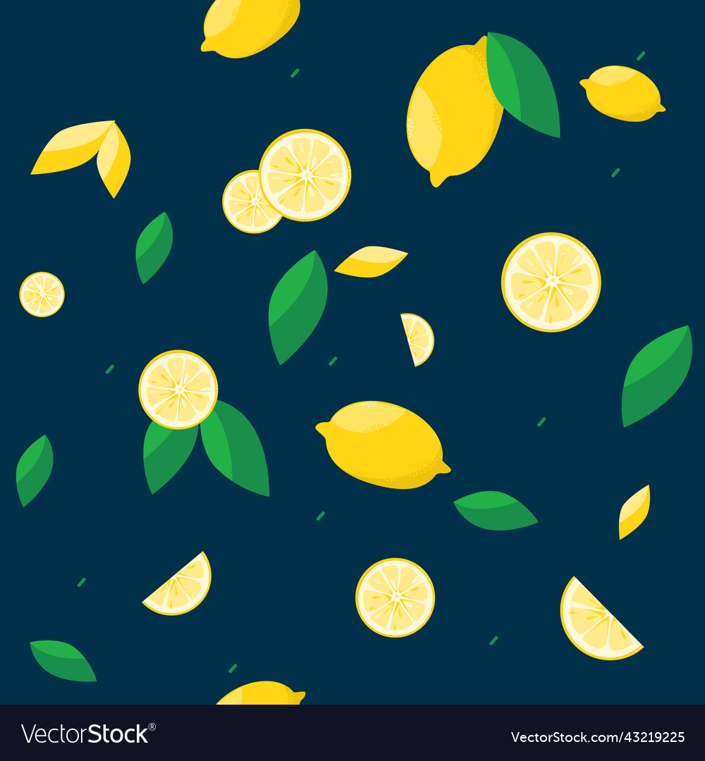 Seamless pattern with yellow fruits and lemon