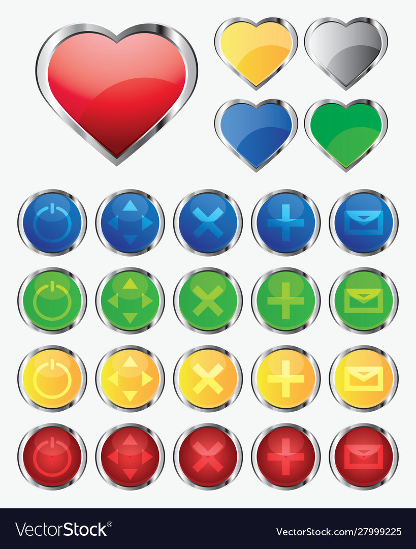 Set multicolored buttons 3d icons Vector Image Set multicolored buttons 3d icons