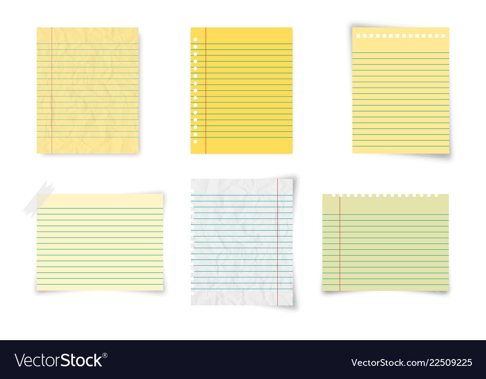 Set paper lined and notebook on blank vector image Set paper lined and notebook on blank